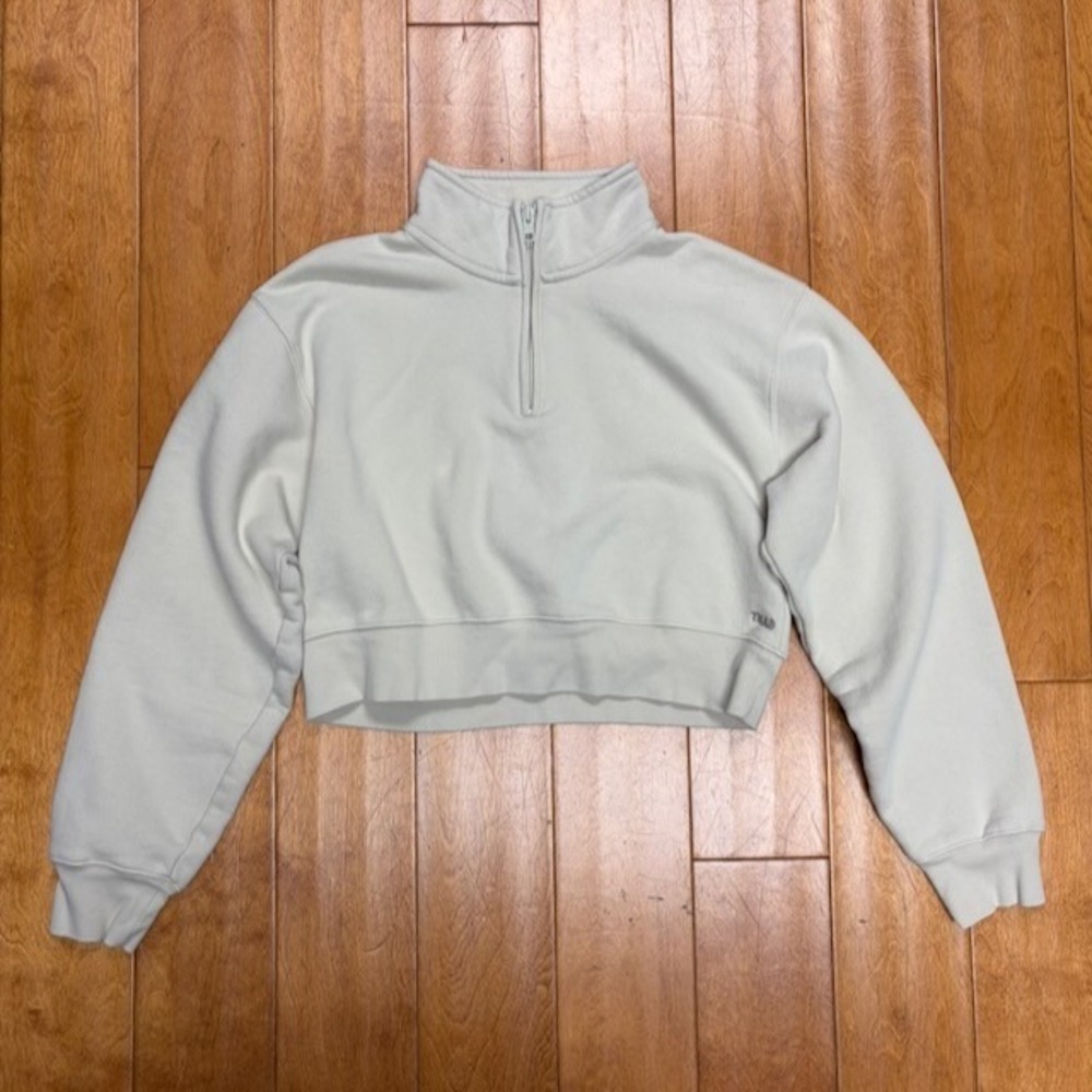 TNA Sweatfleece Cozy Fleece Perfect Fit Size M Pullover 1/4 Zip Cropped *flawed*